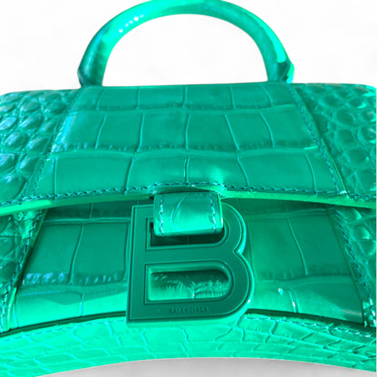 BALENCIAGA - HOURGLASS XS VERT CROCO